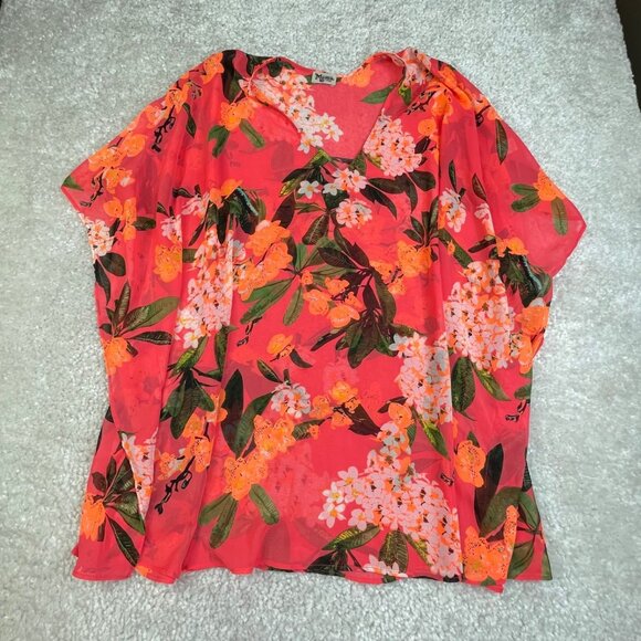 Show Me Your Mumu Peta Tunic Coral Orange Mai Tai Oversized Womens Large - Picture 2 of 9